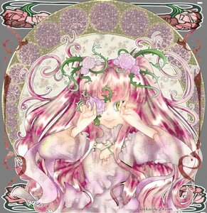 Rating: Safe Score: 0 Tags: 1girl flower green_eyes hair_flower hair_ornament image kirakishou long_hair pink_hair plant smile solo very_long_hair vines User: admin