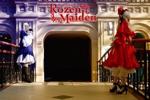Rating: Safe Score: 0 Tags: animal_ears black_legwear dress hat indoors izayoi_sakuya maid multiple_cosplay multiple_girls silver_hair standing tagme thighhighs User: admin