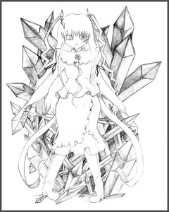 Rating: Safe Score: 0 Tags: 1girl barasuishou barefoot black_border border dress full_body greyscale image long_hair looking_at_viewer monochrome sitting solo traditional_media twintails User: admin