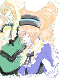 Rating: Safe Score: 0 Tags: 2girls blonde_hair dress frills gradient_hair hijiri_byakuren image long_hair multiple_girls pair smile souseiseki suiseiseki User: admin