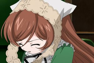 Rating: Safe Score: 0 Tags: 1girl bangs blush brown_hair chibi closed_eyes dress eyebrows_visible_through_hair frills green_dress image long_hair long_sleeves solo suiseiseki very_long_hair User: admin
