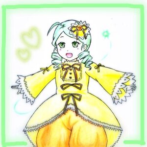 Rating: Safe Score: 0 Tags: 1girl ahoge drill_hair green_eyes heart image kanaria long_sleeves open_mouth outstretched_arms smile solo traditional_media twin_drills User: admin