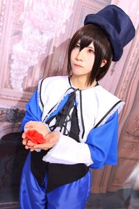 Rating: Safe Score: 0 Tags: 3d blue_dress blurry blurry_background brown_hair depth_of_field dress hat heterochromia long_sleeves looking_at_viewer red_eyes ribbon solo souseiseki User: admin