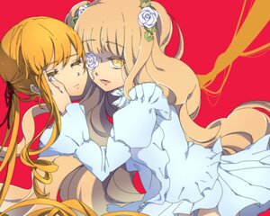 Rating: Safe Score: 0 Tags: 2girls blonde_hair double_bun dress dual_persona eyepatch flower frills hair_flower hair_ornament image kirakishou long_hair multiple_girls orange_hair pair ponytail red_background ribbon rose shinku tears white_rose yellow_eyes User: admin