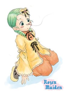 Rating: Safe Score: 0 Tags: 1girl :o araya_kei arm_garter blood blush bow bowtie bug copyright_name dragonfly drill_hair flower full_body green_hair grey_eyes hair_ornament image insect_on_nose kanaria long_sleeves rozen_maiden simple_background sitting solo twin_drills wariza white_background User: admin