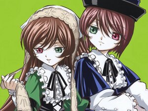 Rating: Safe Score: 0 Tags: 2girls brown_hair dress frills green_background green_dress green_eyes hat heterochromia image long_hair long_sleeves looking_at_viewer multiple_girls pair red_eyes short_hair siblings simple_background sisters souseiseki suiseiseki twins User: admin