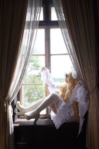 Rating: Safe Score: 0 Tags: 1girl blonde_hair bridal_veil curtains dress high_heels indoors kirakishou long_hair sitting solo sunlight veil white_dress window yakumo_ran yakumo_yukari User: admin