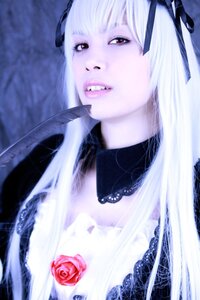 Rating: Safe Score: 0 Tags: 1girl bangs black_flower black_rose blurry depth_of_field flower long_hair red_eyes red_flower red_rose ribbon rose solo suigintou white_hair white_rose User: admin