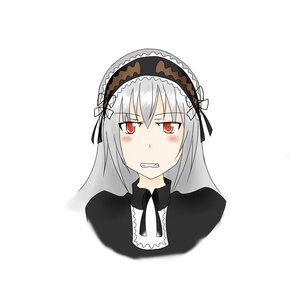 Rating: Safe Score: 0 Tags: 1girl blush dress hairband image long_hair looking_at_viewer red_eyes silver_hair simple_background solo suigintou teeth upper_body white_background User: admin