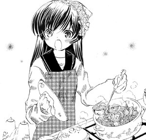 Rating: Safe Score: 0 Tags: 1girl bowl food greyscale hair_ornament image long_hair long_sleeves monochrome open_mouth rice school_uniform serafuku solo suiseiseki tears User: admin