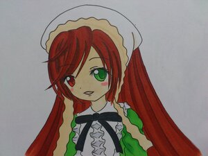 Rating: Safe Score: 0 Tags: 1girl :d eyebrows_visible_through_hair green_eyes grey_background heterochromia image long_hair long_sleeves looking_at_viewer open_mouth red_eyes simple_background smile solo suiseiseki traditional_media upper_body User: admin