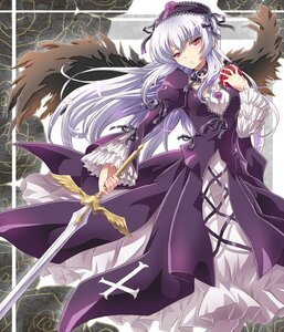 Rating: Safe Score: 0 Tags: 1girl arai_nobu bad_id bad_pixiv_id black_wings blush dress flower frilled_sleeves frills hairband holding holding_weapon image lolita_fashion lolita_hairband long_hair long_sleeves looking_at_viewer open_mouth pink_eyes puffy_sleeves ribbon rose rozen_maiden silver_hair solo suigintou sword weapon wings User: admin