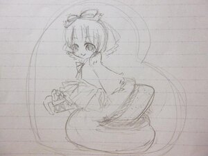 Rating: Safe Score: 0 Tags: 1girl bow dress hair_bow hinaichigo image long_sleeves looking_at_viewer monochrome sakura_kyouko sketch smile solo traditional_media User: admin