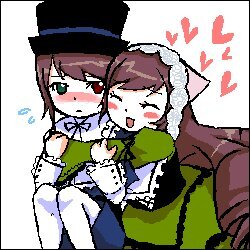 Rating: Safe Score: 0 Tags: 1boy 2girls blush brown_hair closed_eyes dress green_dress hat heterochromia image long_sleeves multiple_girls open_mouth pair siblings sisters smile souseiseki suiseiseki twins User: admin