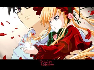 Rating: Safe Score: 0 Tags: 1boy 1girl artist_request bangs black_hair blonde_hair blue_eyes bonnet bow brown_eyes dress drill_hair flower frills glasses hairband image letterboxed long_hair long_sleeves petals ribbon rose rose_petals rozen_maiden sakurada_jun shinku solo twintails User: admin