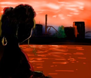 Rating: Safe Score: 0 Tags: 1girl auto_tagged blurry image orange_sky red_sky shinku sky solo sunset water watercraft User: admin