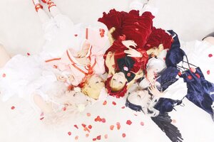 Rating: Safe Score: 0 Tags: 4girls blonde_hair closed_eyes dress flower long_hair multiple_cosplay multiple_girls petals short_hair siblings silver_hair tagme wings User: admin