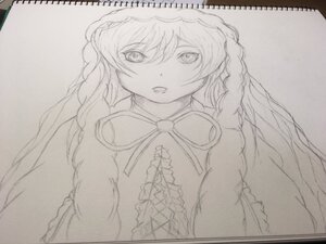 Rating: Safe Score: 0 Tags: 1girl bangs braid eyebrows_visible_through_hair frills greyscale hair_between_eyes image long_hair long_sleeves looking_at_viewer monochrome parted_lips photo solo suiseiseki traditional_media upper_body User: admin