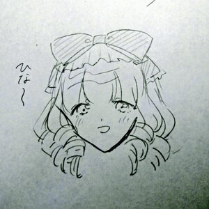 Rating: Safe Score: 0 Tags: 1girl blush bow drill_hair eyebrows_visible_through_hair graphite_(medium) greyscale hair_bow hinaichigo image looking_at_viewer monochrome photo portrait smile solo tears traditional_media User: admin