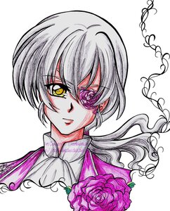 Rating: Safe Score: 0 Tags: 1boy barasuishou bouquet eyepatch flower image long_hair looking_at_viewer pink_flower purple_flower purple_rose rose solo upper_body white_background yellow_eyes User: admin