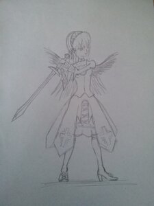 Rating: Safe Score: 0 Tags: 1girl dress full_body greyscale image monochrome photo solo standing suigintou traditional_media weapon wings User: admin