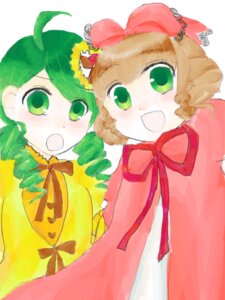 Rating: Safe Score: 0 Tags: 2girls :d ahoge bow brown_hair dress drill_hair green_eyes green_hair hair_bow hina_ichigo hinaichigo image kanaria multiple_girls open_mouth pair pink_bow ribbon simple_background smile white_background yellow_dress User: admin
