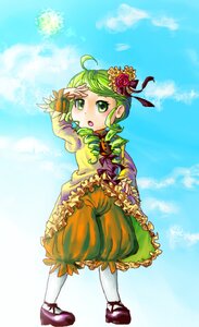 Rating: Safe Score: 0 Tags: 1girl :o ahoge bloomers dress drill_hair flower frills full_body green_eyes green_hair image kanaria pantyhose ribbon rose short_hair sky solo twin_drills underwear User: admin