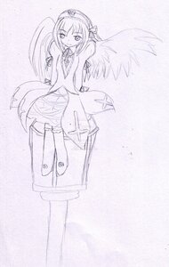 Rating: Safe Score: 0 Tags: 1girl greyscale hat image kneehighs looking_at_viewer monochrome skirt smile solo standing suigintou traditional_media wings User: admin