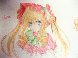 Rating: Safe Score: 0 Tags: 1girl bangs blonde_hair blue_eyes bow flower image long_hair photo pink_flower pink_rose polka_dot portrait red_rose rose shinku signature solo traditional_media watercolor_(medium) User: admin
