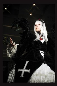 Rating: Safe Score: 0 Tags: 1girl black_border black_dress border closed_eyes closed_mouth dress hairband long_hair long_sleeves solo standing suigintou white_hair User: admin