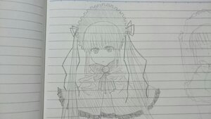 Rating: Safe Score: 0 Tags: 1girl akemi_homura auto_tagged image long_hair looking_at_viewer monochrome rain shinku simple_background sketch solo traditional_media User: admin
