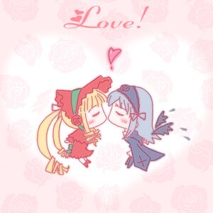 Rating: Safe Score: 0 Tags: 2girls black_wings blonde_hair blush bonnet bow chibi dress drill_hair flower hat heart image long_hair long_sleeves multiple_girls pair pink_bow rose shinku suigintou wings yuri User: admin