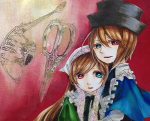 Rating: Safe Score: 0 Tags: 2girls blue_eyes brown_hair frills hat heterochromia image long_hair looking_at_viewer multiple_girls pair red_background red_eyes short_hair siblings sisters souseiseki suiseiseki traditional_media twins User: admin