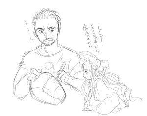 Rating: Safe Score: 0 Tags: 1boy 1girl beard facial_hair greyscale hairband image long_hair monochrome shinku sketch solo striped User: admin