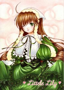 Rating: Safe Score: 0 Tags: 1girl ahoge artist_name blush brown_hair dress frills green_dress green_eyes head_scarf heart image lolita_fashion long_hair long_sleeves looking_at_viewer one_eye_closed ribbon smile solo suiseiseki traditional_media very_long_hair User: admin