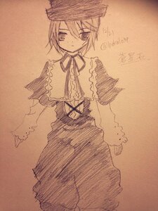 Rating: Safe Score: 0 Tags: 1girl artist_name capelet closed_mouth dated hat image long_sleeves looking_at_viewer monochrome short_hair solo souseiseki traditional_media User: admin
