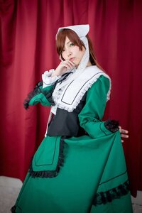 Rating: Safe Score: 0 Tags: 1girl brown_hair curtains dress frills green_dress green_eyes lips long_hair long_sleeves pantyhose ribbon solo suiseiseki User: admin
