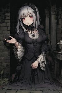 Rating: Safe Score: 0 Tags: 1girl ai_generated bangs black_dress dress eyebrows_visible_through_hair frills gothic_lolita hairband image lolita_fashion long_sleeves looking_at_viewer red_eyes solo suigintou wide_sleeves User: Anonymous