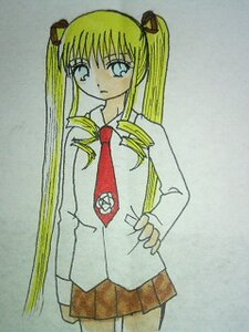 Rating: Safe Score: 0 Tags: 1girl blonde_hair cowboy_shot hair_ribbon hand_on_hip image long_hair long_sleeves miniskirt necktie photo pleated_skirt red_neckwear ribbon shinku shirt skirt solo traditional_media twintails User: admin