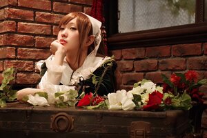 Rating: Safe Score: 0 Tags: 1girl brick_wall brown_hair flower lips plant solo suiseiseki User: admin