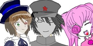 Rating: Safe Score: 0 Tags: 1boy 2girls 3girls black_hair flower green_eyes hat image kirakishou multiple_girls pair pink_hair pink_rose rose short_hair smile souseiseki top_hat User: admin
