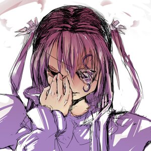 Rating: Safe Score: 0 Tags: 1girl barasuishou flower hair_ornament image looking_at_viewer one_eye_closed purple_eyes purple_hair sketch solo tears User: admin