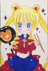 Rating: Safe Score: 0 Tags: 1girl blonde_hair blue_eyes blush chopsticks hair_ornament holding image long_hair marker_(medium) millipen_(medium) photo shikishi shinku skirt smile solo star_(symbol) traditional_media tsukino_usagi twintails wand watercolor_(medium) watercolor_pencil_(medium) User: admin