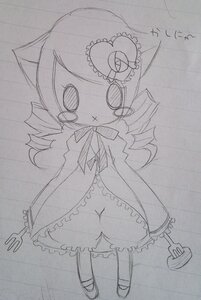 Rating: Safe Score: 0 Tags: 1girl bloomers dress drill_hair frills greyscale image kanaria monochrome solo standing traditional_media twin_drills underwear User: admin