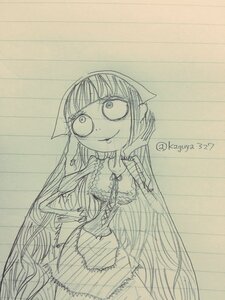 Rating: Safe Score: 0 Tags: 1girl breasts image long_hair monochrome smile solo stocking_(psg) striped suiseiseki traditional_media vertical_stripes very_long_hair User: admin