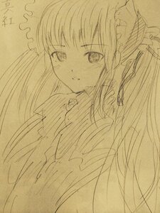 Rating: Safe Score: 0 Tags: 1girl blush bow dress frills greyscale hairband lineart long_hair looking_at_viewer monochrome simple_background sketch solo traditional_media upper_body very_long_hair white_background User: admin