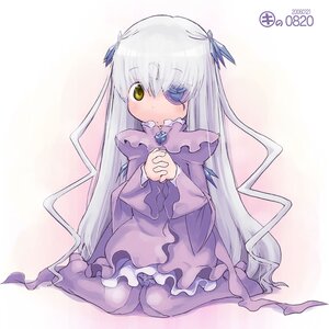 Rating: Safe Score: 0 Tags: 1girl barasui_(style) barasuishou dress flower_eyepatch frills full_body image interlocked_fingers kei_jiei long_hair long_sleeves looking_at_viewer pantyhose parody praying pun purple_dress ribbon rozen_maiden silver_hair simple_background sitting solo style_parody very_long_hair wariza white_background yellow_eyes User: admin