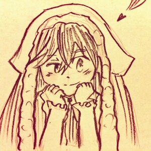 Rating: Safe Score: 0 Tags: 1girl blush dress frills heart image long_sleeves looking_at_viewer monochrome short_hair simple_background smile solo suiseiseki upper_body yellow_theme User: admin