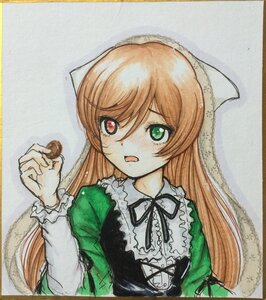 Rating: Safe Score: 0 Tags: 1girl black_ribbon brown_hair chocolate dress food frills green_dress green_eyes head_scarf heart image long_hair long_sleeves looking_at_viewer marker_(medium) neck_ribbon open_mouth photo ribbon shikishi solo suiseiseki traditional_media upper_body very_long_hair watercolor_(medium) User: admin