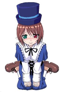 Rating: Safe Score: 0 Tags: 1girl blue_dress blush brown_hair dress full_body green_eyes hat heterochromia image long_sleeves looking_at_viewer red_eyes rozen_maiden short_hair simple_background sitting solo souseiseki takayaki tears top_hat wariza white_background User: admin